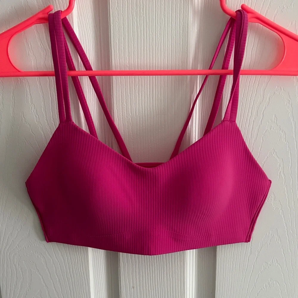 lululemon athletica Ribbed Double-Strap Bralette in Fuchsia